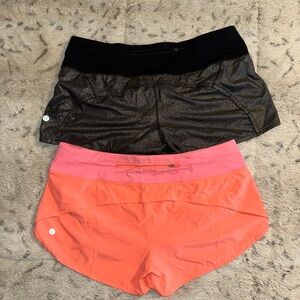 2 lululemon athletica Black and Coral Athletic Shorts